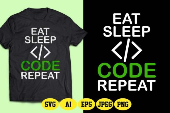 Eat Sleep Code Repeat Binary Code SVG