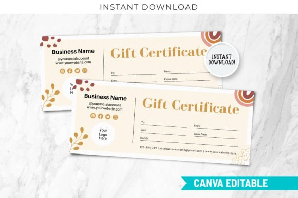 Editable Boho Gift Certificate Template
