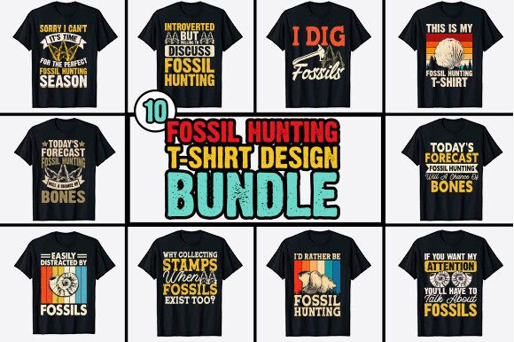 Fossil Hunting T-shirt Design Bundle