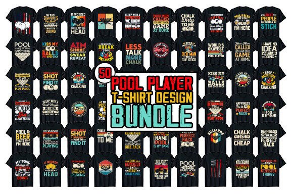 Pool Player T-shirt Design Bundle