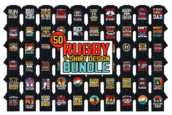 Rugby Player T-Shirt Design Bundle