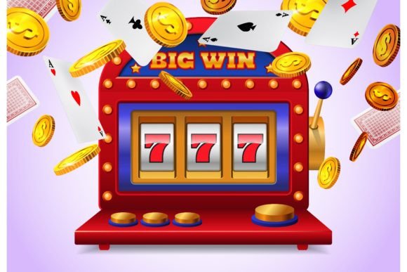 Slot Machine with Big Win Lettering, Fly